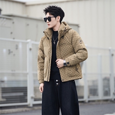 68828-M-4XL-P225标50绒男士休闲连帽皮质保暖百搭羽绒服外套，男装羽绒服，电商B255
