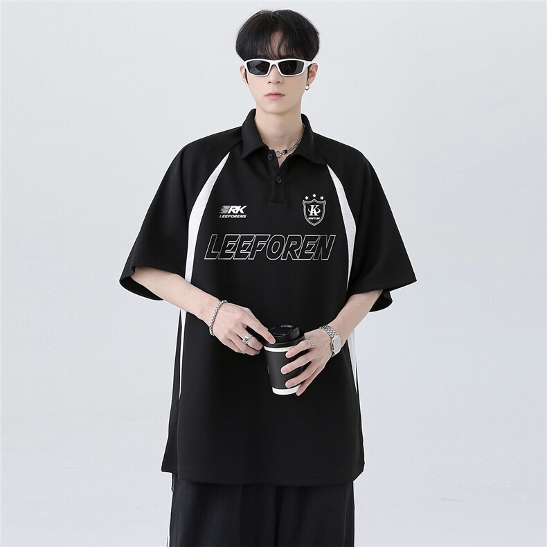 2025撞色拼接百搭潮牌少年感运动POLO衫男女同款短袖T恤T334-P38,男装Polo衫,电商C307