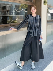 新品条纹上衣阔腿裤两件套2C0323101P155K228，女装套装/套裙，2C032