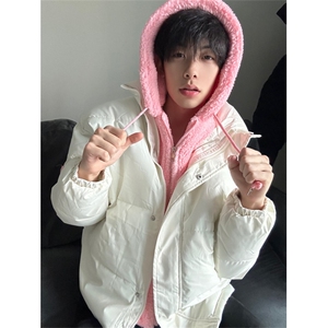 A292-P98 冬季棉服外套情侣男女假两件外套棉服连帽上衣图片