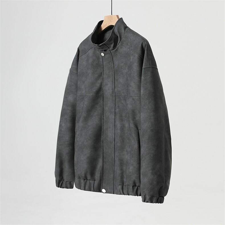 秋季宽松夹克男港风复古怀旧美式骑行机车服PU皮衣外套JK667-P95,男装夹克,星座505-3