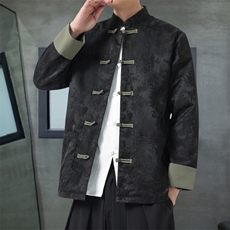 男士外套浮雕梅花夹克盘扣立领唐装风XZ1512-2504单夹克-P80，男装夹克，星座1512
