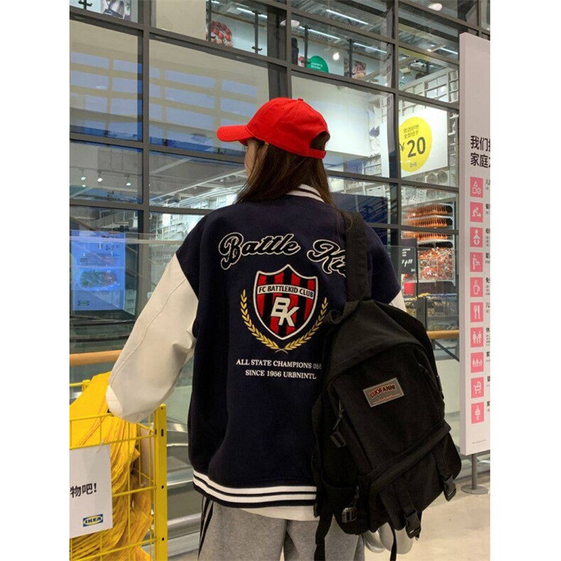A521-P82徽章拼接撞色棒球服外套男女复古百搭宽松夹克上衣服,男装夹克,星座911