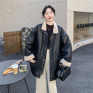 新款 皮衣拼接羊羔毛羽绒服9932-P265-K388图片