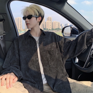 衬衫男秋季新款港风宽松大码扎染肌理感长袖衬衣CS7012-P38,男装衬衫,星座214-3