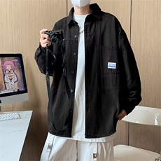 日系复古工装衬衫男款长袖宽松衬衣港风潮牌百搭休闲外套CY01/P42，男装衬衫，星座506