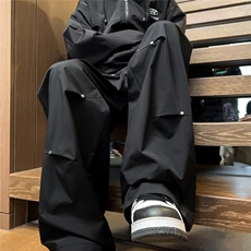 美式伞兵裤子男铆钉褶皱潮牌休闲工装裤高街机能冲锋裤HK9408-P38，男装休闲裤，星座1001-1