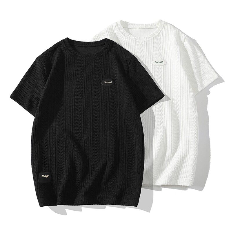 7XL-M平铺垂感短袖T恤男2023夏季新款oversize肌理感胖子大码体恤，男装T恤，钱塘717(原712)