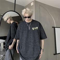 可独供视频250克重磅砂洗刺绣天丝棉冰丝短袖T恤JF207-特P38控58，男装T恤，电商A422-1