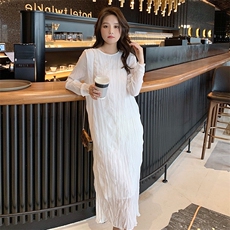 2024新款现货秋季女仿连衣裙百褶过膝气质款号103-P85K139，女装连衣裙，浙宝305