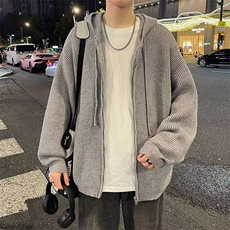 针织开衫毛衣外套男春秋复古慵懒风潮牌百搭纯色拉链线衣6512P56，男装针织衫/毛衣，星座410-2