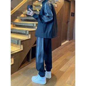 休闲套装男秋季宽松加大码潮流卫衣卫裤运动休闲两件套TZD02/P70图片