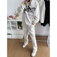 B221美式ins高街小众假破洞修身微喇牛仔裤LK22065-P65控88，男装牛仔裤，电商B221