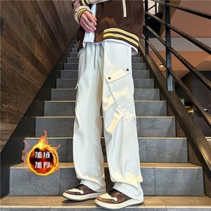 XZ616秋冬新款重磅加绒工装打褶分割休闲长裤TY099JRP65控78