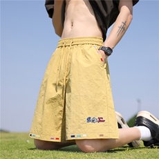 万针刺绣设计冰丝短裤男夏款2025新款中裤815A-DK24-P40控68，男装牛仔裤，星座815A