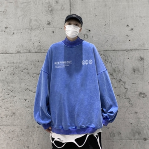 水洗做旧加绒加厚卫衣男23冬高领笑脸印花打底衫 XZ514-2-X56-P78图片