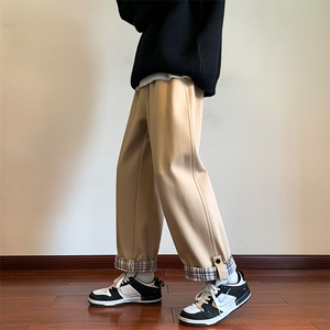 XTYDF抖音裤子男加绒纯棉情侣格子翻边休闲裤1303A-ZY042-P55图片