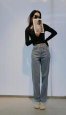 欧版现货双腰头直筒牛仔裤～SMLXL码，女装牛仔裤，LOVELS