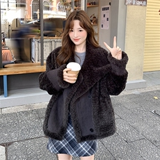 2025冬装新款皮毛一体休闲外套2B082-2252-p210k315，女装短外套，2B082