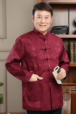 常货中老年风唐装外套男春秋中式复古盘扣汉服爸爸过生日外套，男装民族服装，钱塘723