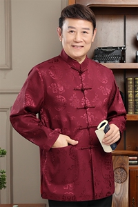 常货中老年风唐装外套男春秋中式复古盘扣汉服爸爸过生日外套图片