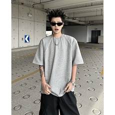 8XL-M美式高街高克重短袖T恤男宽松短款BOXY正肩上衣半袖DX334，男装T恤，电商D206-1