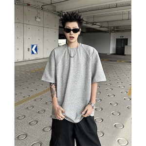 8XL-M 美式高街高克重短袖T恤男宽松短款BOXY正肩上衣半袖DX334图片