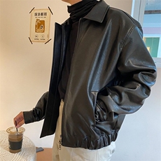 W9454-P70网图现货新款Cleanfit痞帅高街Pu皮衣潮复古机车外套，男装夹克，星座1608-2