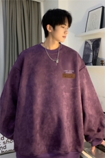 青少年秋季新款麂皮绒上衣潮流小标宽松卫衣JK23326-特批36控59，男装卫衣，星座605(原A050)