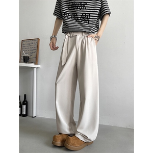 8XL-M垂坠感冰丝西裤大码凉感裤子腰带直筒长裤休闲裤KZ1958/P55图片