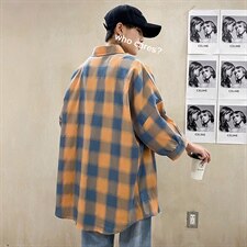 2023夏季新上市潮牌大码宽松流行七分袖青少年衬衫CS7119-P35，男装衬衫，电商A128