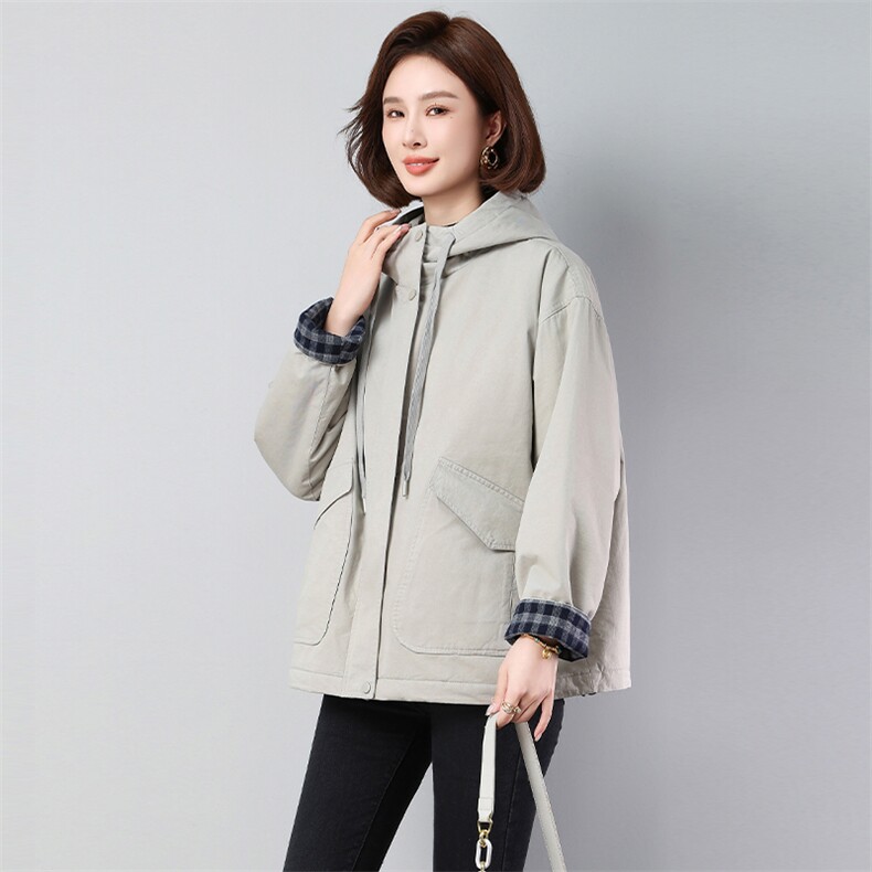 2025冬季新款洗水棉加绒加厚款派克服保暖常规长袖纯色新款2589款,女装派克服,秋牧寒烟