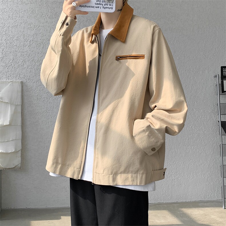 8XL-M水洗做旧帆布短款夹克男款vintage美式复古工装外套JK003P98,男装夹克,电商B312