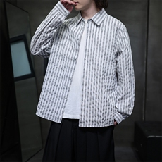 秋季新款风高品质条纹长袖衬衫男士衬衣潮新中式T2452-P68，男装衬衫，电商A227