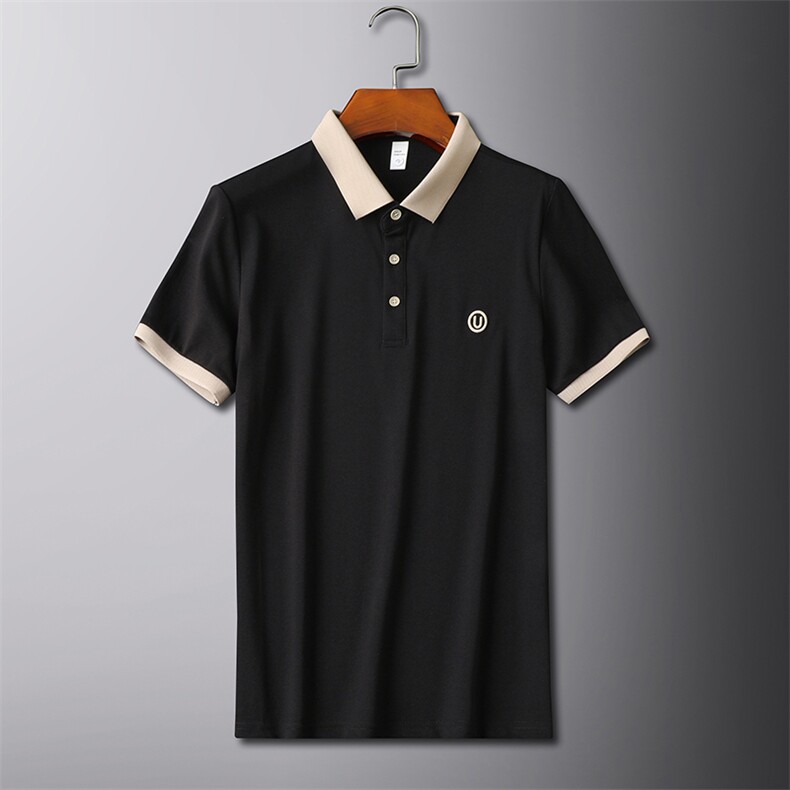 抖音高级感U字刺绣夏季短袖T恤翻领Polo衫半袖D342-T066特P40,男装T恤,电商D342