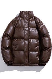 白底鳄鱼纹钢印字母设计棉衣大码潮流休闲棉衣男MY77728P128控168图片