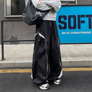 品质好货秋季新款休闲裤男拼接长裤阔腿裤伞兵裤子K9085-特P50图片
