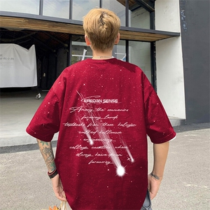 可48小时发货支持抖音得物来样二开 美式满天星亮片短袖T恤MTX633图片