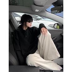 ZW03-P31亨利领正肩卫衣男秋季cleanfit美式解构拼接设计感长袖，男装卫衣，电商B323A