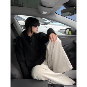 ZW03-P31亨利领正肩卫衣男秋季cleanfit美式解构拼接设计感长袖,西装搭配卫衣裙子好看图片