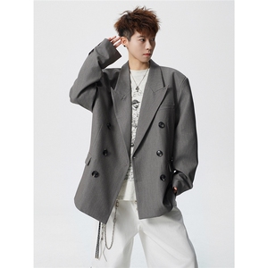 双排扣大码M-5XL西服男成分 96%聚酯纤维4%氨纶XF78127P85控128图片