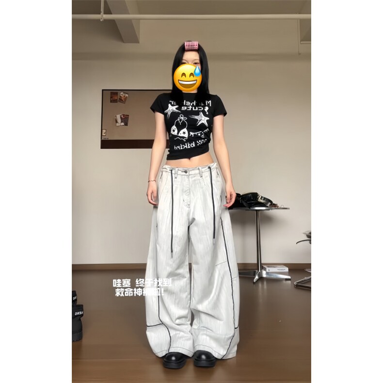 【有货】N7030CC-特P55美式复古拼接撞色宽松牛仔裤男女款,男装牛仔裤,星座1007（原301D）