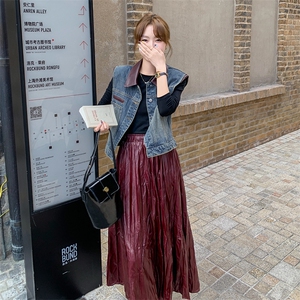 (新款）2026春装牛仔马甲+长裙+长袖T三件套1D060-P195--K288图片