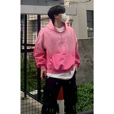 现货何秋亊同款渐变色卫衣设计感拉链连帽外套WY888-P65，男装卫衣，星座1213