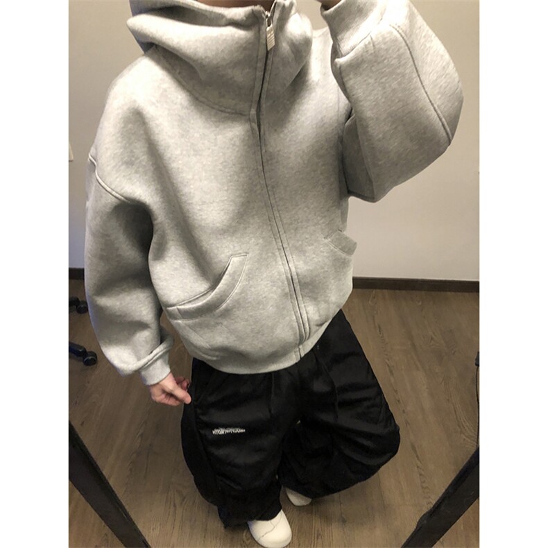 抖音得物高品质25秋冬美式高街宽松结构防风高领连帽卫衣外套W60,男装卫衣,电商A486-1