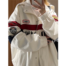 中性风2023秋装复古机车服ins潮牌夹克外套上衣女H806P108，男装夹克，电商A341