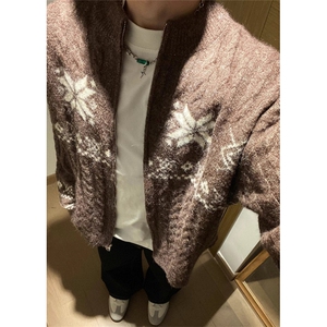 【005】费尔岛菱格提花开衫毛衣男针织拉链外套A079-M651-P76