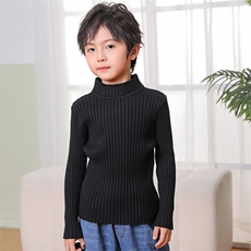 时尚儿童半高领针织衫纯色简约设计秋冬保暖舒适柔软，童装毛衣，绒颖羊绒