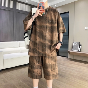 港风套装男宽松满天星扎染短袖T恤短裤休闲套装TZ6632-P55图片
