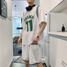 短袖T恤ins潮流夏季篮球服队服bf男女情侣球衣班服套装tz330-p36，男装休闲套装，星座1008